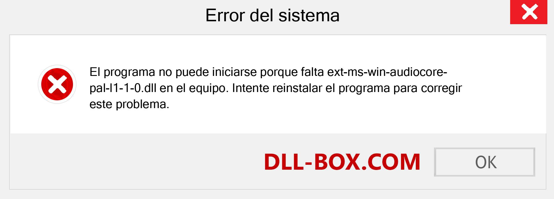¿Falta el archivo ext-ms-win-audiocore-pal-l1-1-0.dll ?. Descargar para Windows 7, 8, 10 - Corregir ext-ms-win-audiocore-pal-l1-1-0 dll Missing Error en Windows, fotos, imágenes